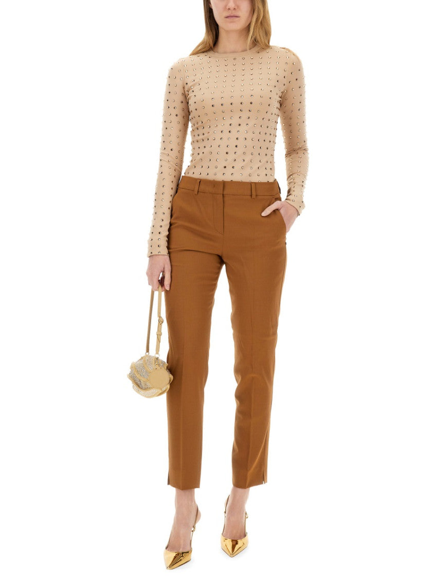 Beige Embellished Crew Neck Top 4