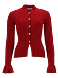 Red Knitted Mock Collar Cardigan 1