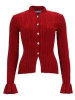 Red Knitted Mock Collar Cardigan 1