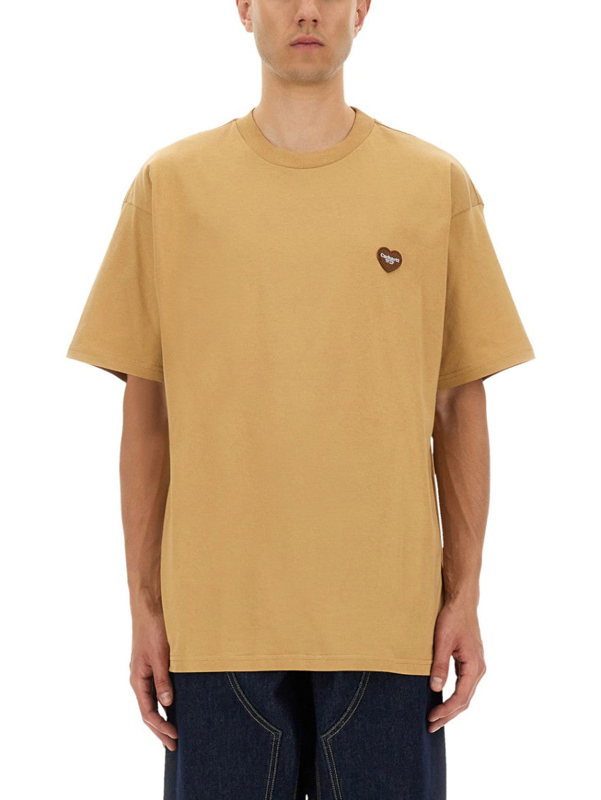 Beige Logo Crew Neck T-Shirt 1