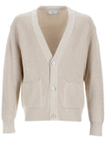 Beige Knitted V Neck Cardigan 1