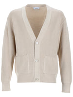 Beige Knitted V Neck Cardigan 1