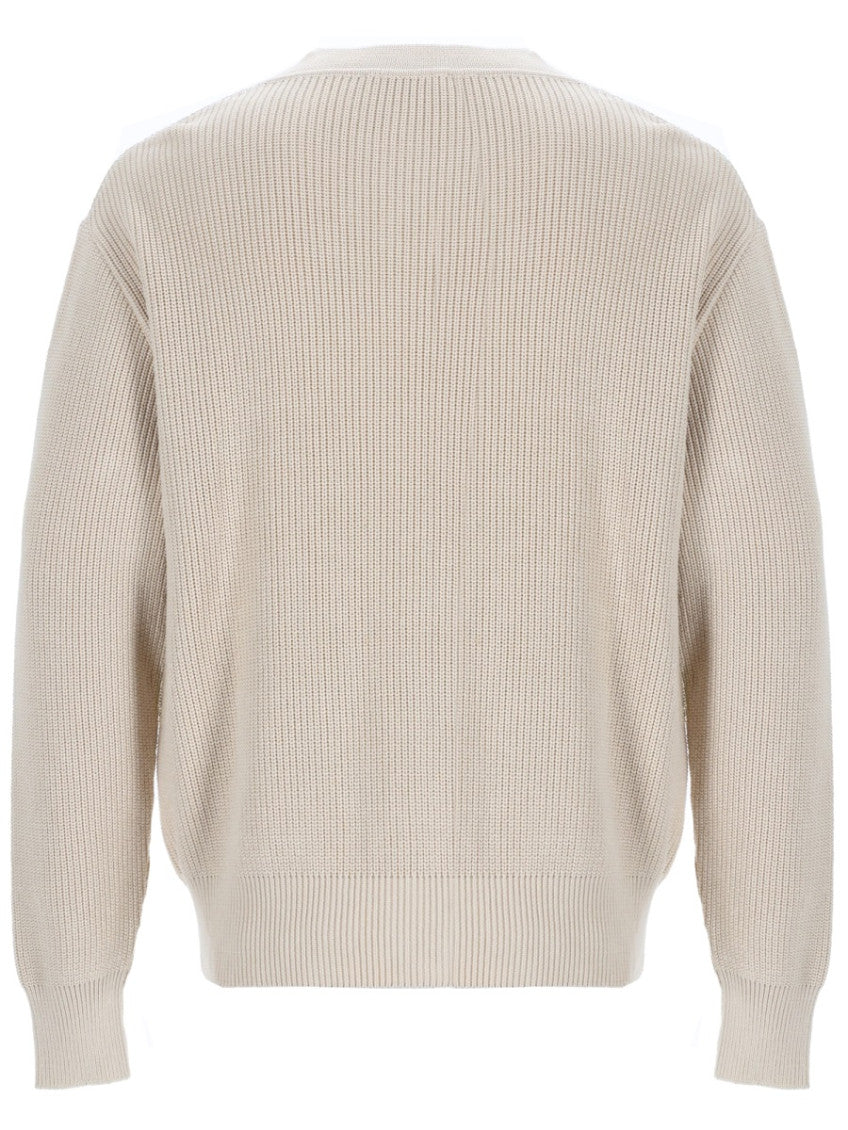 Beige Knitted V Neck Cardigan 2