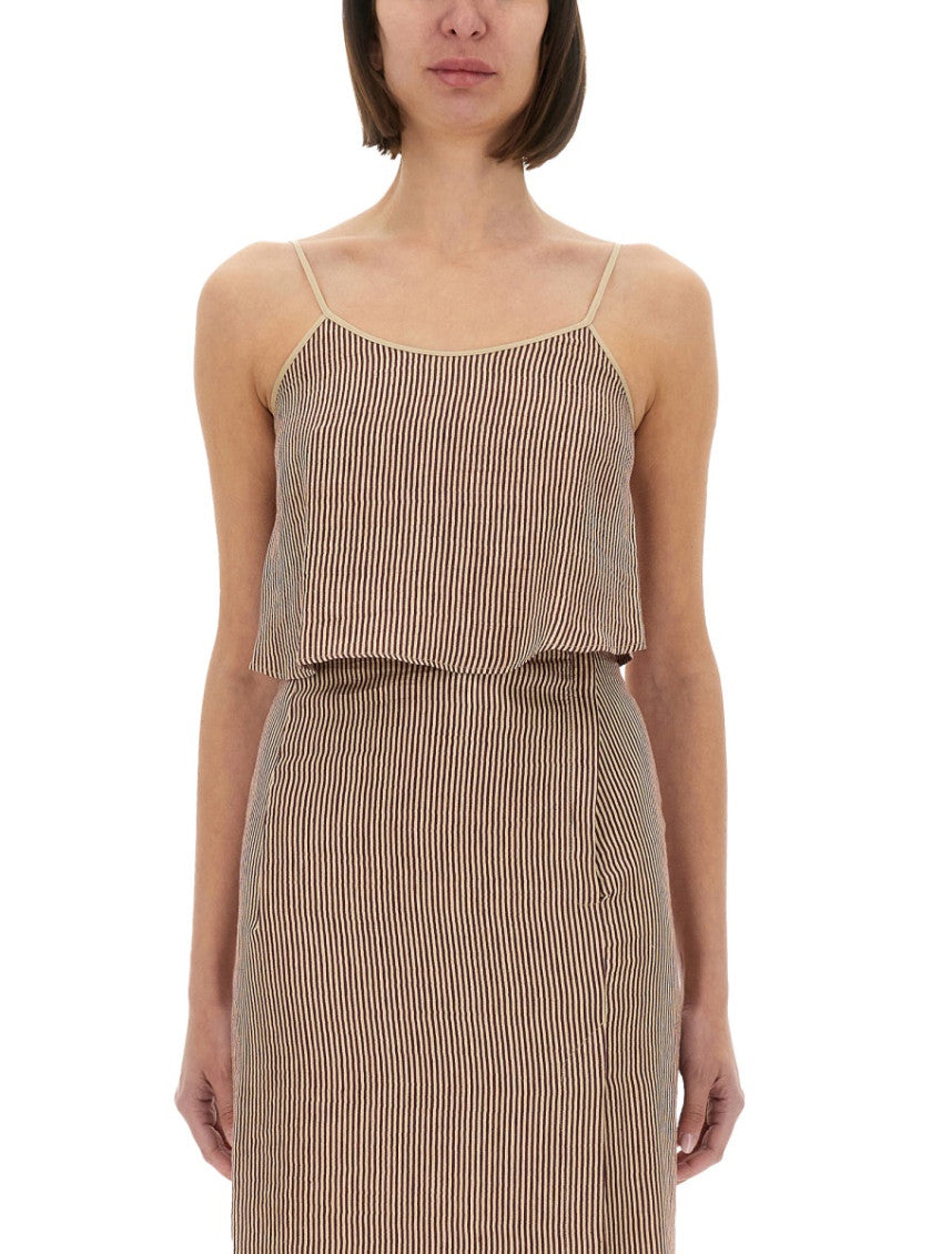 Brown Stripes Scoop Neck Top 1