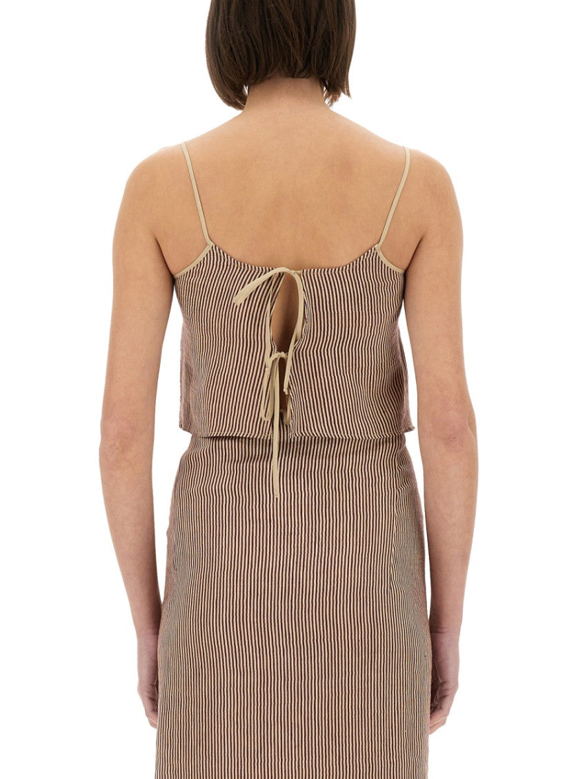 Brown Stripes Scoop Neck Top 2