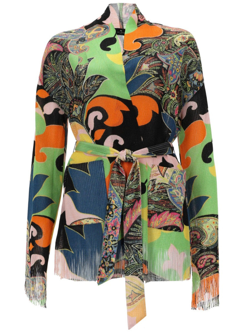 Multicolor Paisley Shawl Neck Cardigan 1