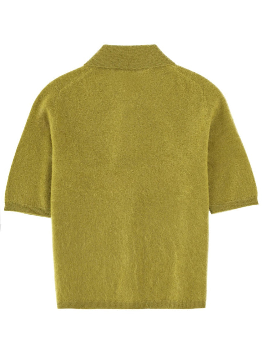 Green Solid Shirt Collar Sweater 3