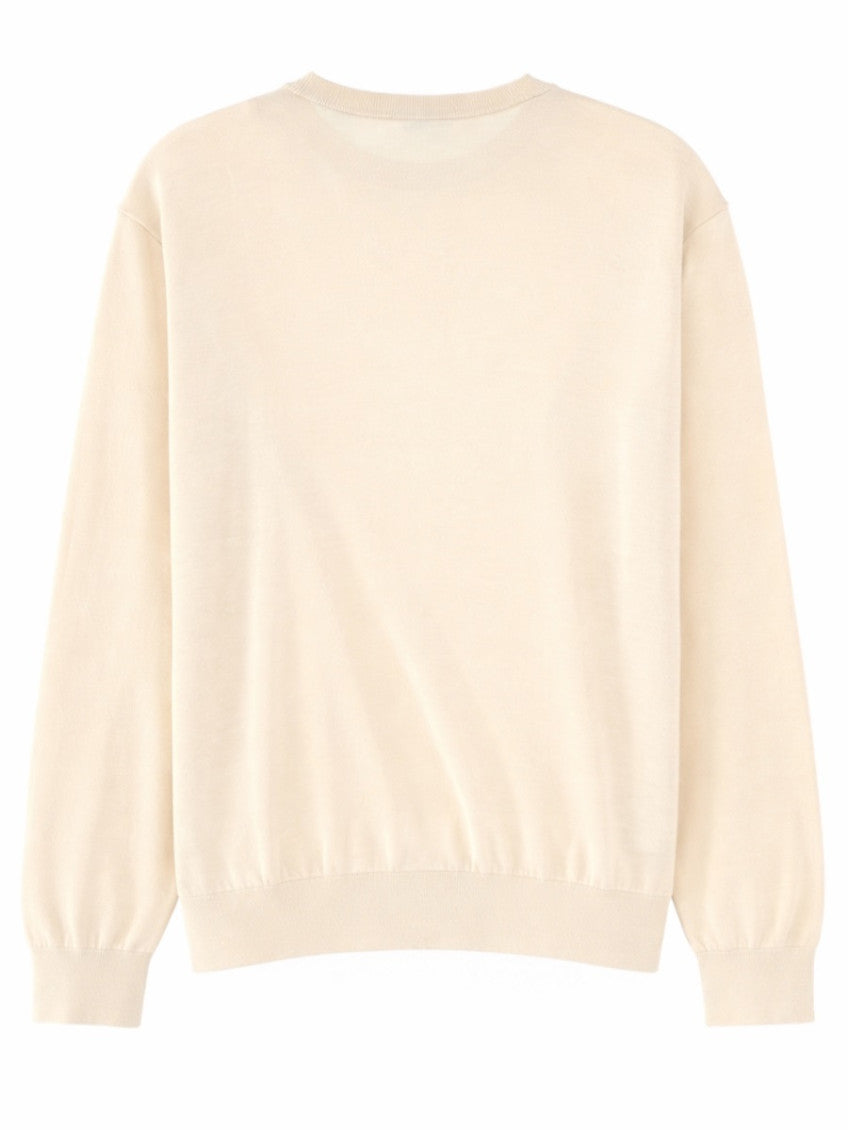 White Solid Crew Neck Sweater 2