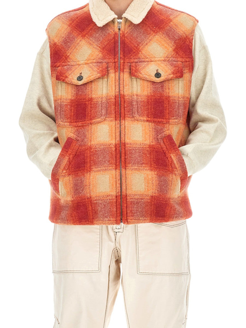 Orange Plaid Shirt Collar Jacket 3