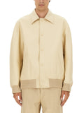 Beige Solid Shirt Collar Jacket 1