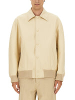 Beige Solid Shirt Collar Jacket 1
