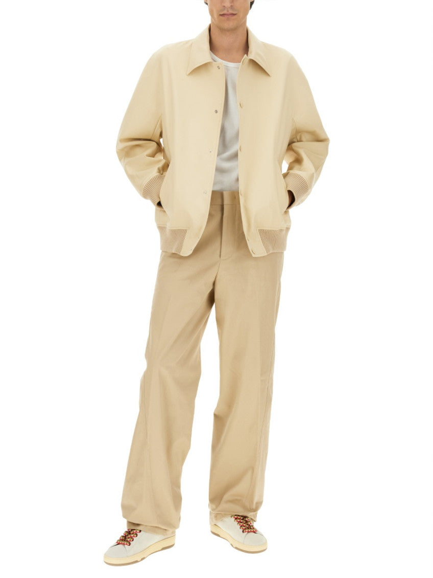 Beige Solid Shirt Collar Jacket 2