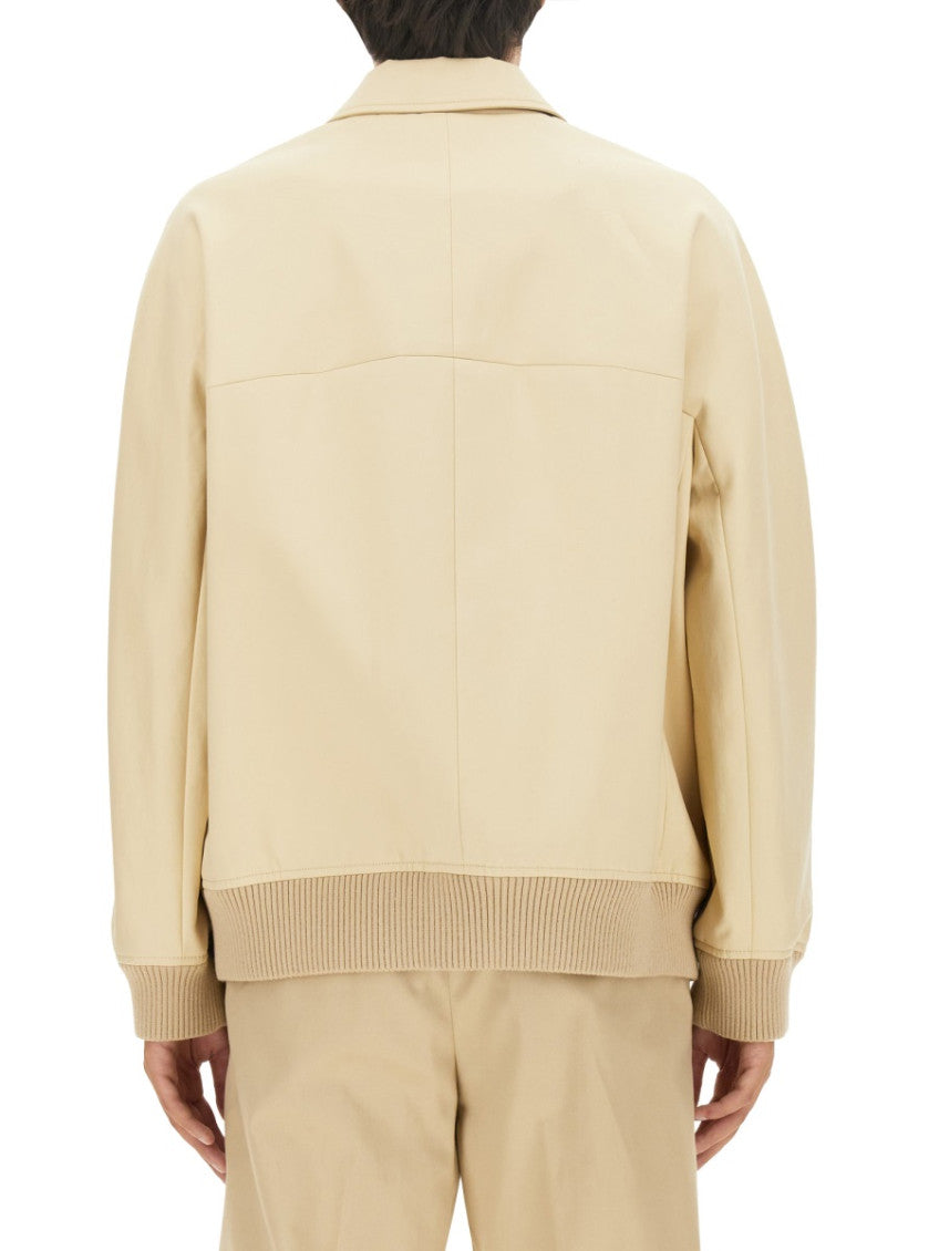 Beige Solid Shirt Collar Jacket 4