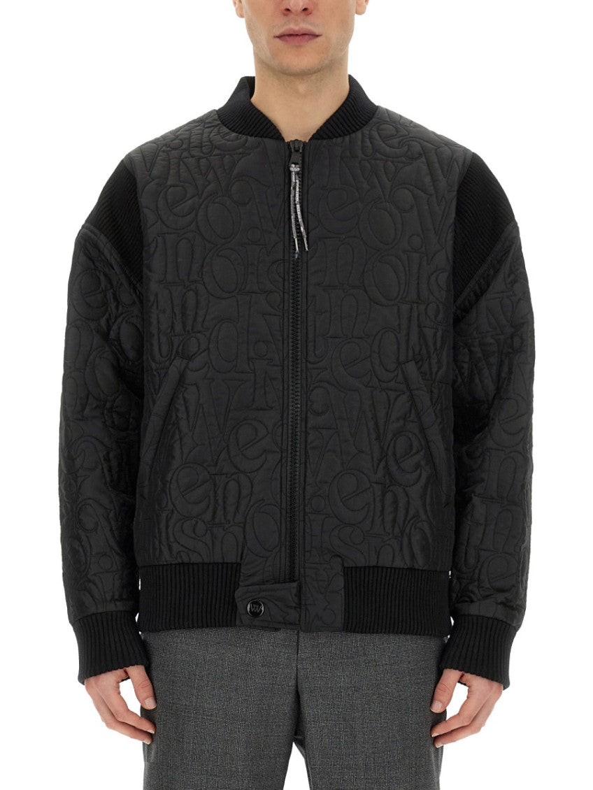Black Logo Mock Collar Jacket 1