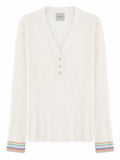 White Solid V Neck Sweater 1