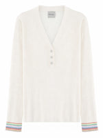 White Solid V Neck Sweater 1