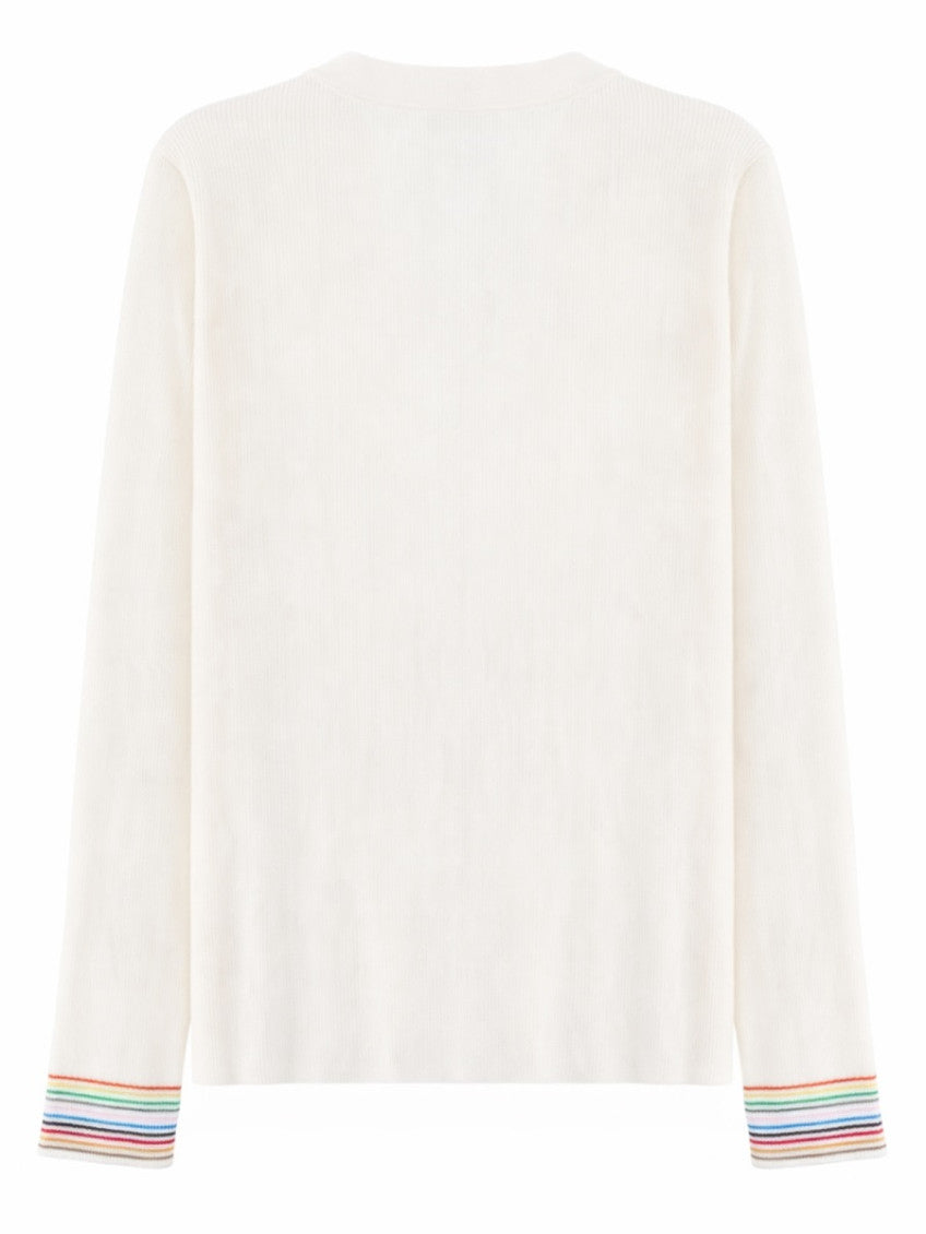 White Solid V Neck Sweater 2