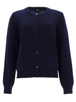 Blue Solid Round Neck Cardigan 1