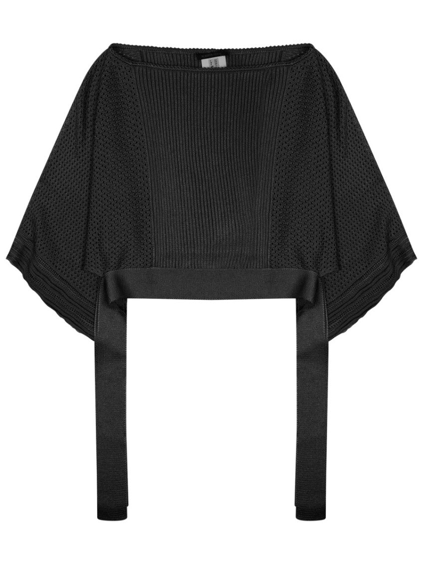 Black Knitted Boat Neck Sweater 1