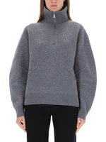 Grey Solid Mock Collar Sweater 1