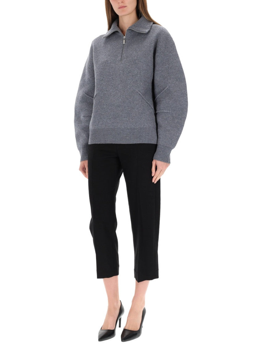 Grey Solid Mock Collar Sweater 2