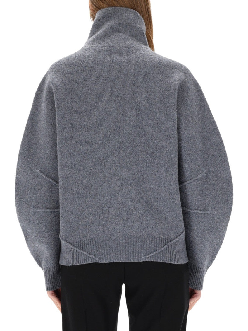 Grey Solid Mock Collar Sweater 3