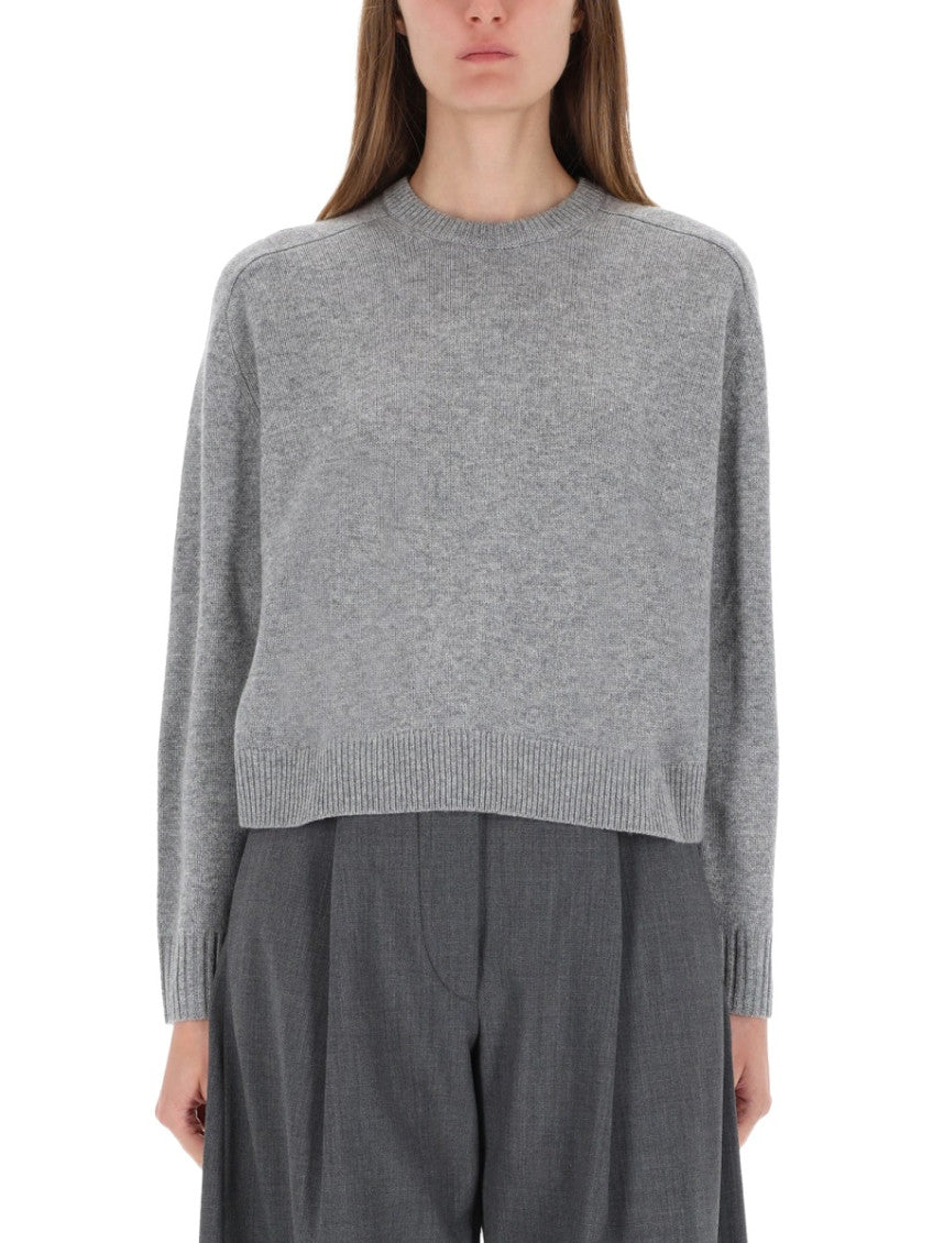 Grey Solid Crew Neck Sweater 1