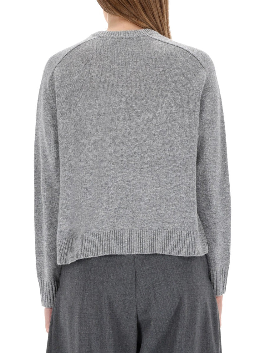 Grey Solid Crew Neck Sweater 3