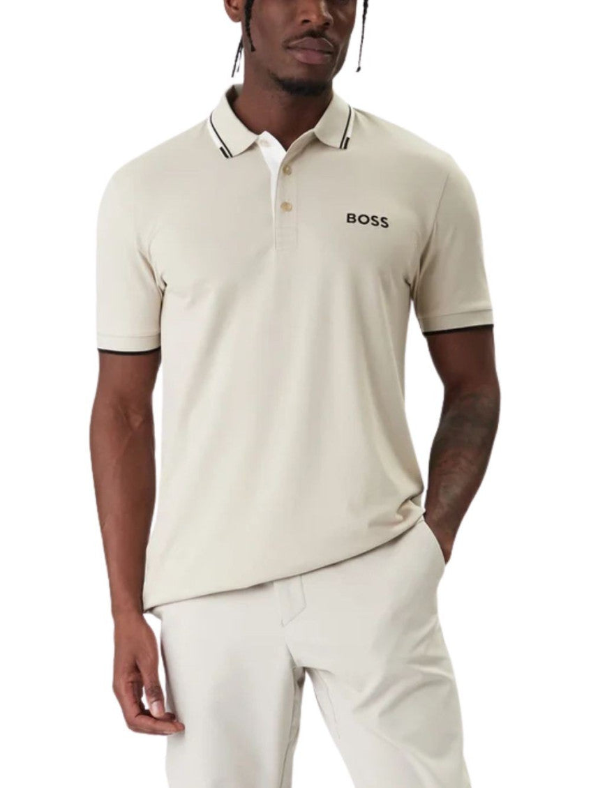 Beige Logo Shirt Collar Polo 2