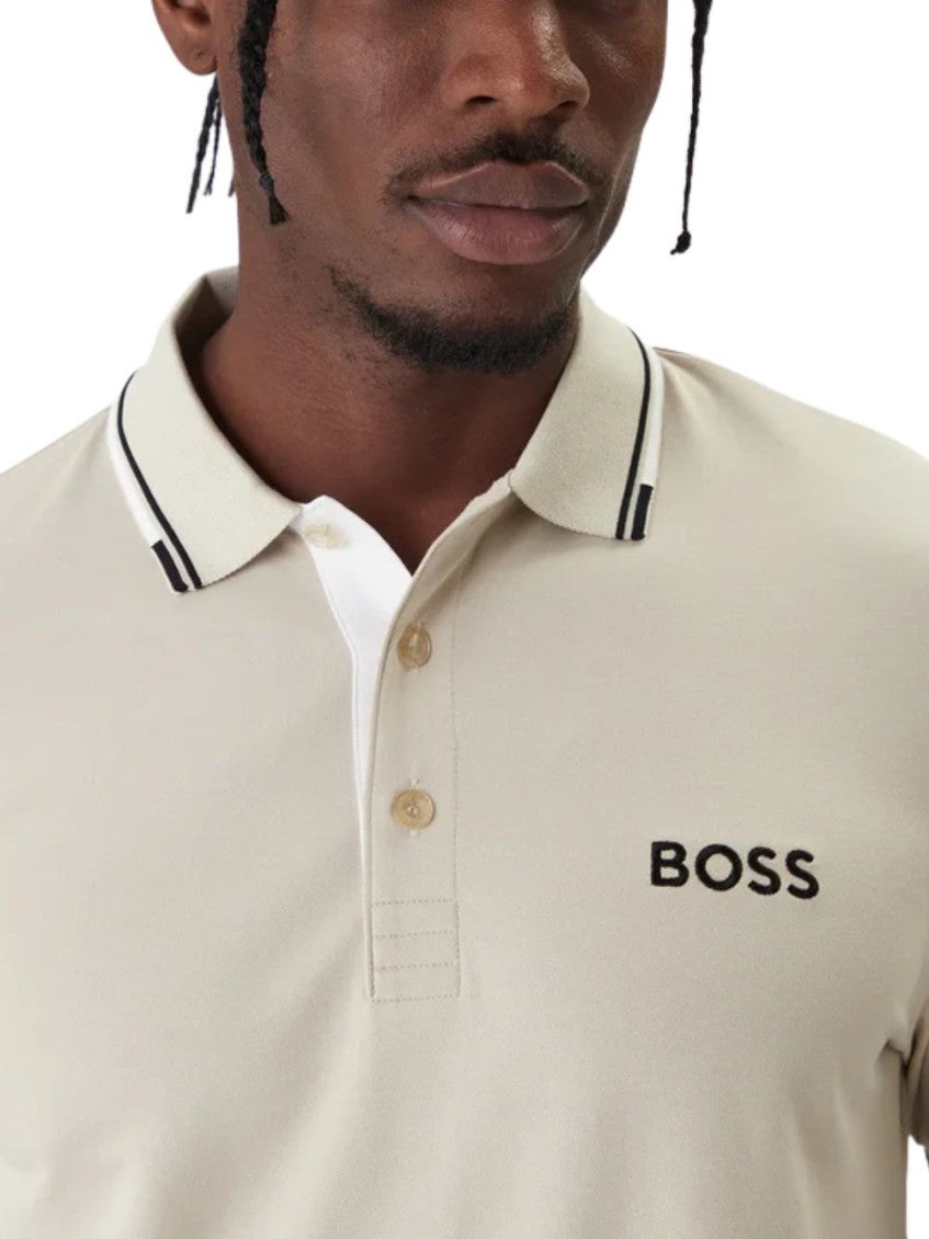 Beige Logo Shirt Collar Polo 3