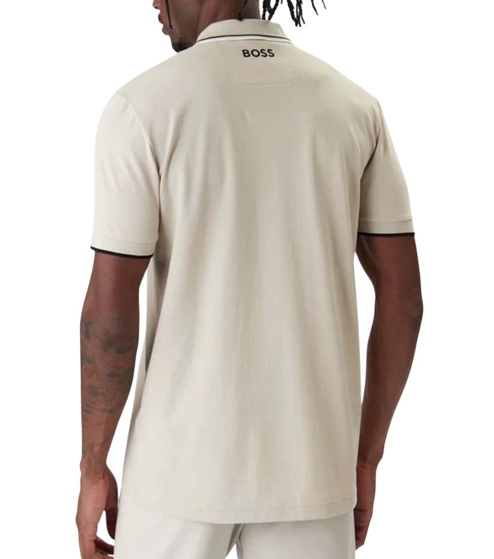 Beige Logo Shirt Collar Polo 4
