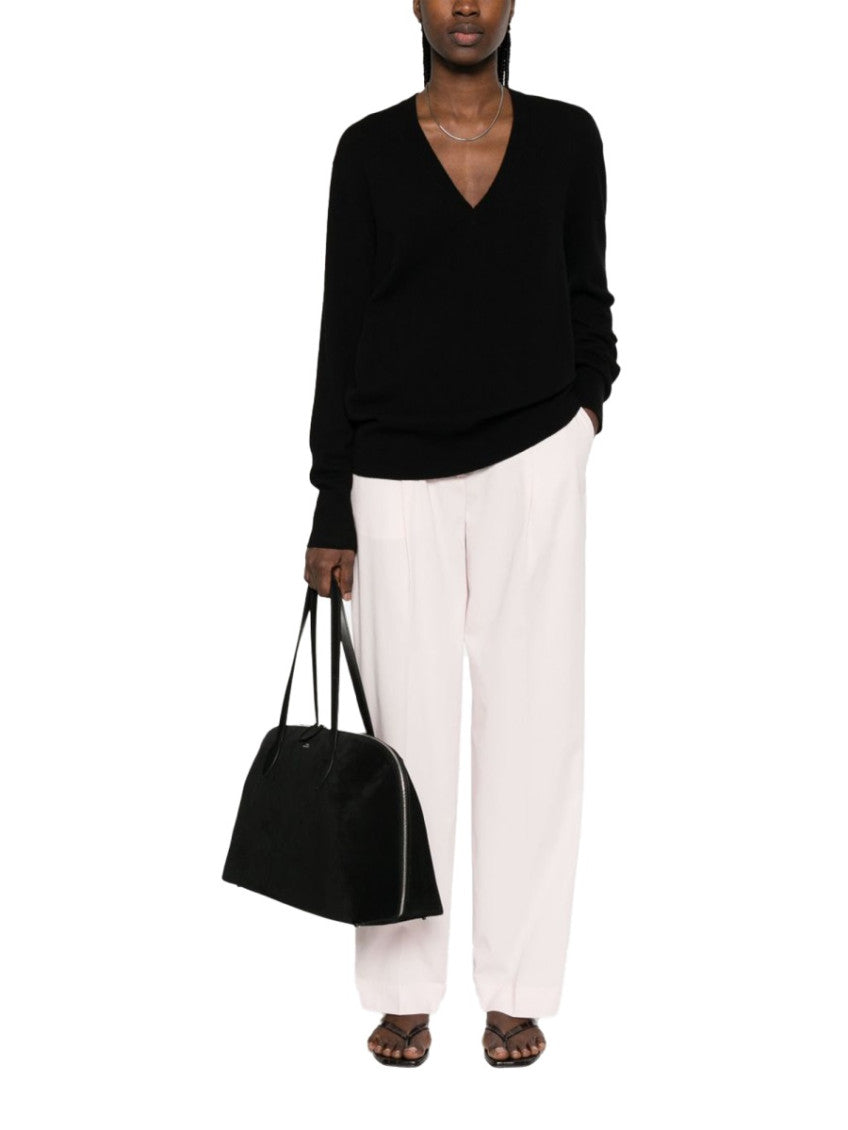 Black Solid V Neck Sweater 2