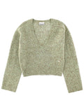 Green Knitted V Neck Sweater 1