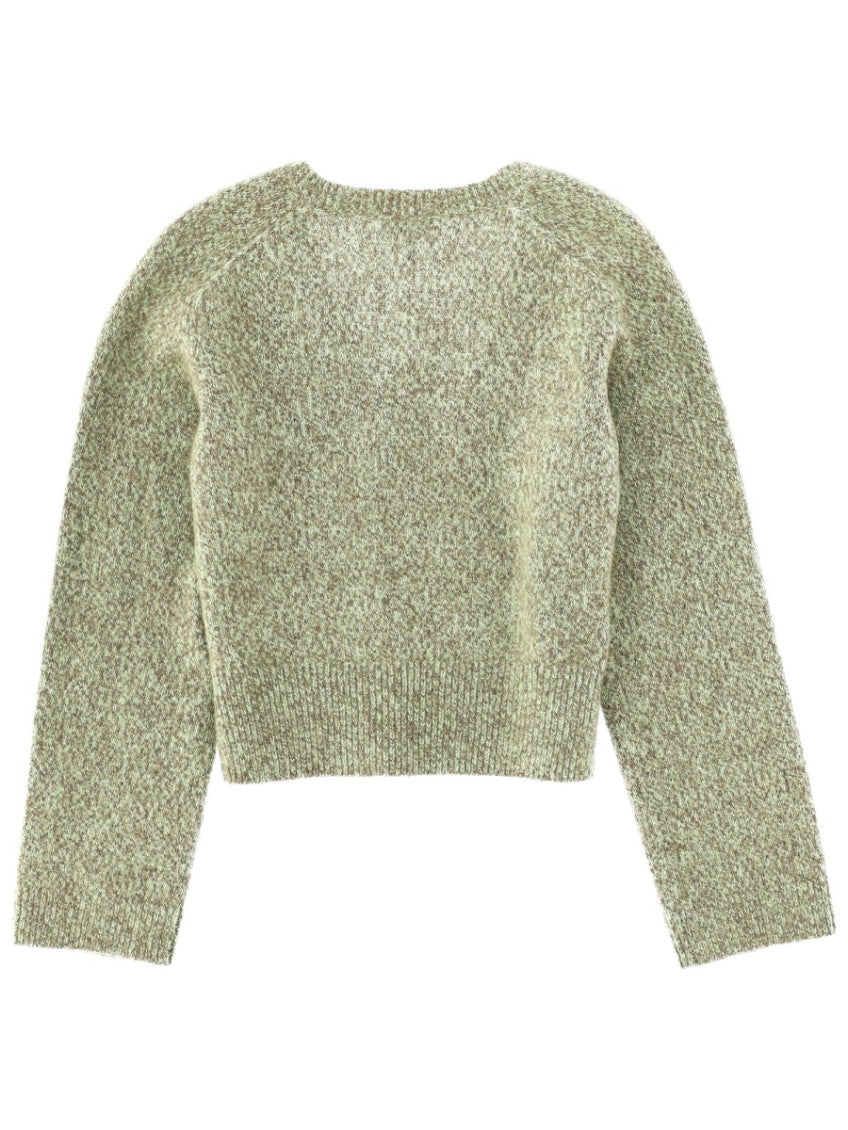 Green Knitted V Neck Sweater 2