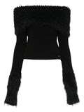 Black Textured Off Shoulder Sweater 1