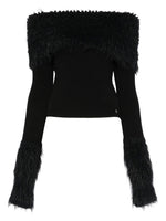 Black Textured Off Shoulder Sweater 1