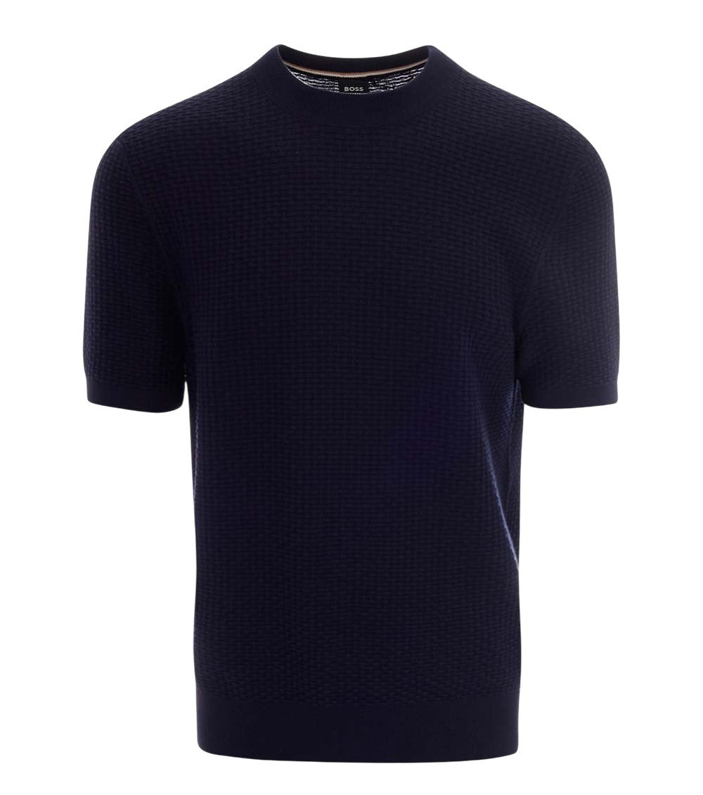 Navy Blue Textured T-Shirt 1