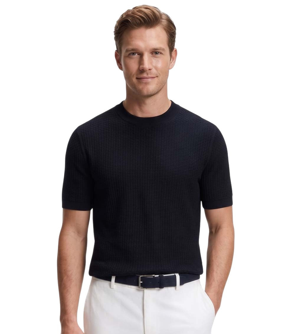 Navy Blue Textured T-Shirt 2