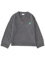 Grey Logo V Neck Sweater 1