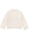 Beige Solid V Neck Sweater 1