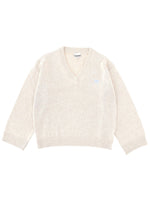 Beige Solid V Neck Sweater 1