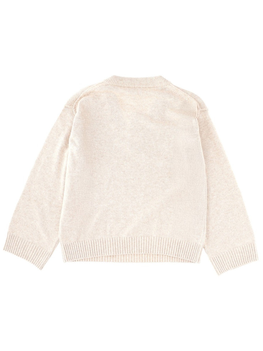 Beige Solid V Neck Sweater 2