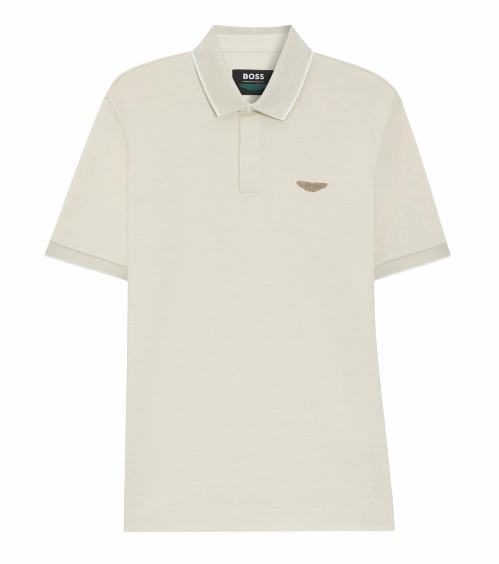 Off White Solid Shirt Collar Polo 1