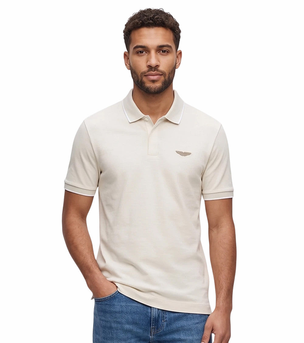 Off White Solid Shirt Collar Polo 2