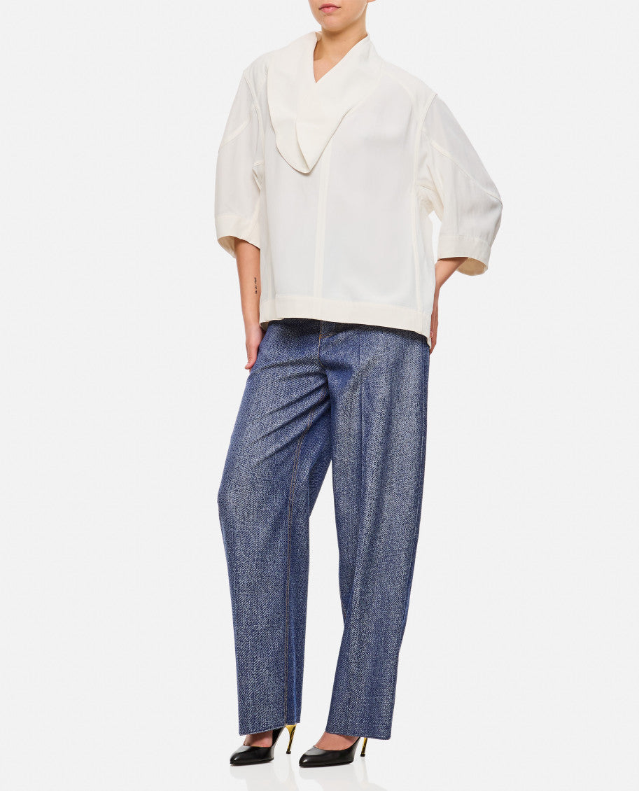 White Viscose and linen Blouse 2