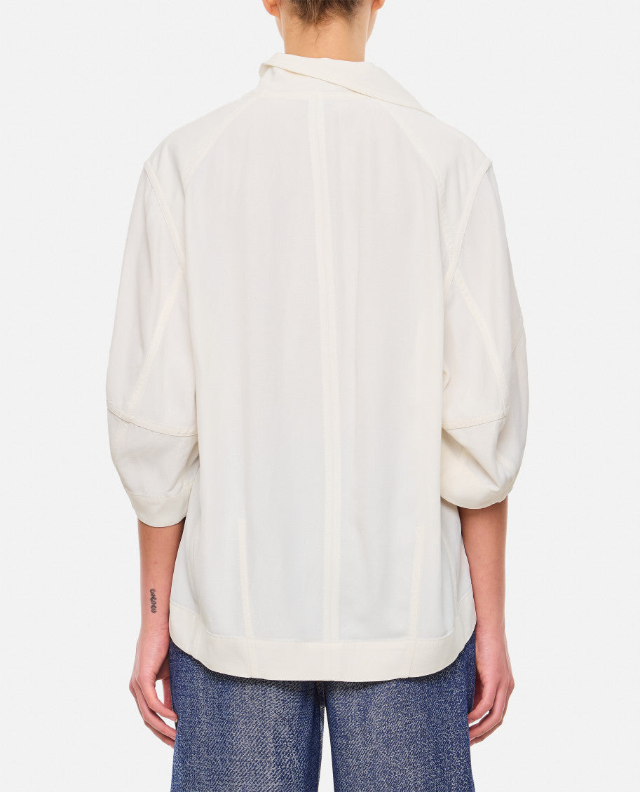 White Viscose and linen Blouse 3