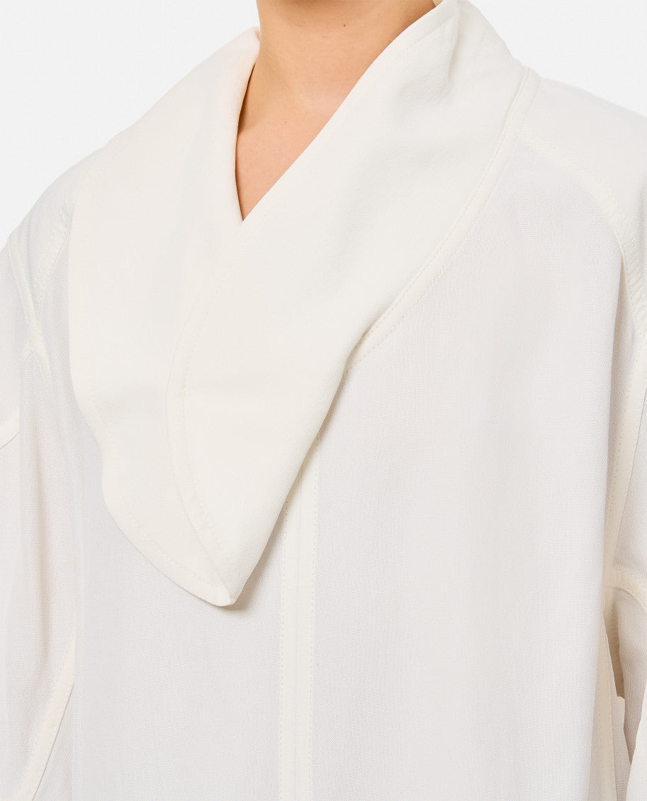 White Viscose and linen Blouse 4