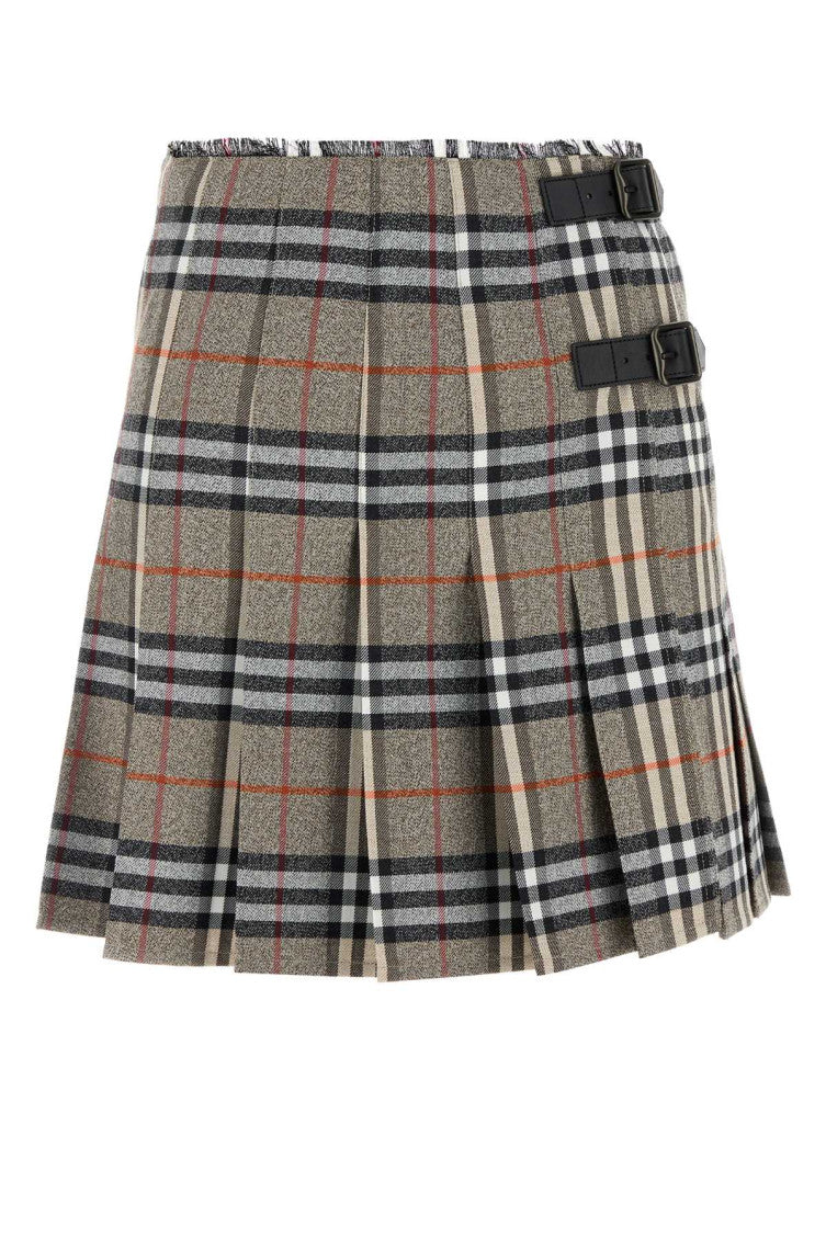 Brown Embroidered Wool Skirt 1