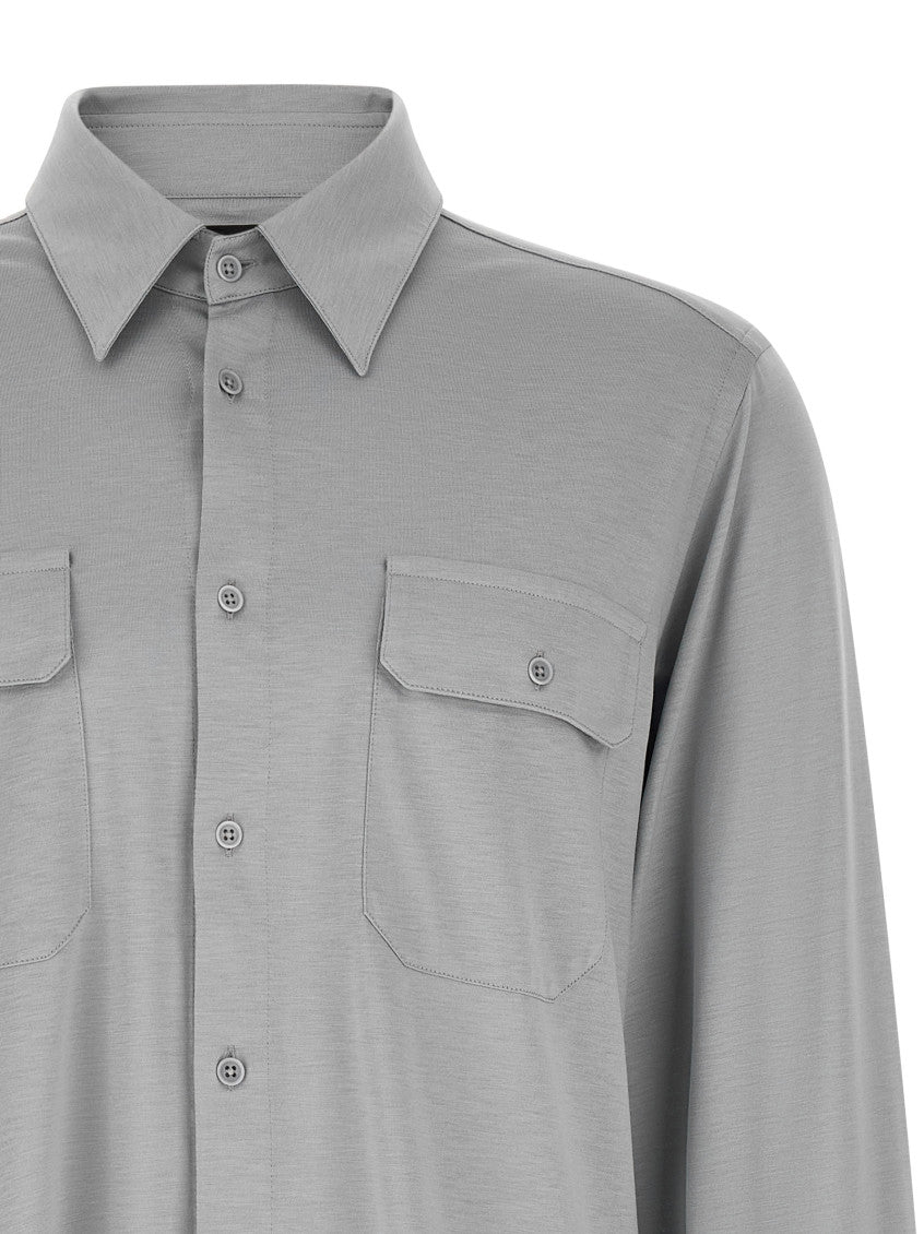 Grey Regular Solid Shirt 3