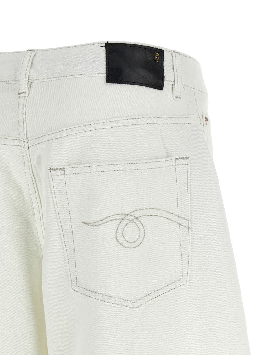 White Loose Low Rise Jeans 4